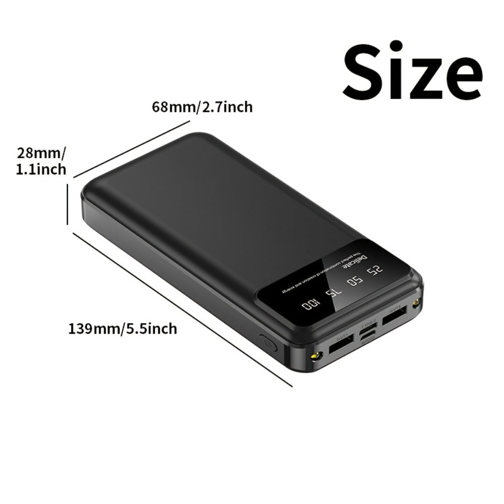 50000mAh Power Bank Outdoor Emergency Charger with LED Display Flashlight Dual USB Backup Battery Pack for iPhone Android Samsung – Portable Solar Travel Charger