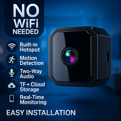 Mini Plug-In Security Camera Indoor Flexible WiFi with Night Vision, 24/7 Motion Alerts & TF Card Local Storage – No Monthly Fees, Perfect for Garage, Baby Room & Home Surveillance