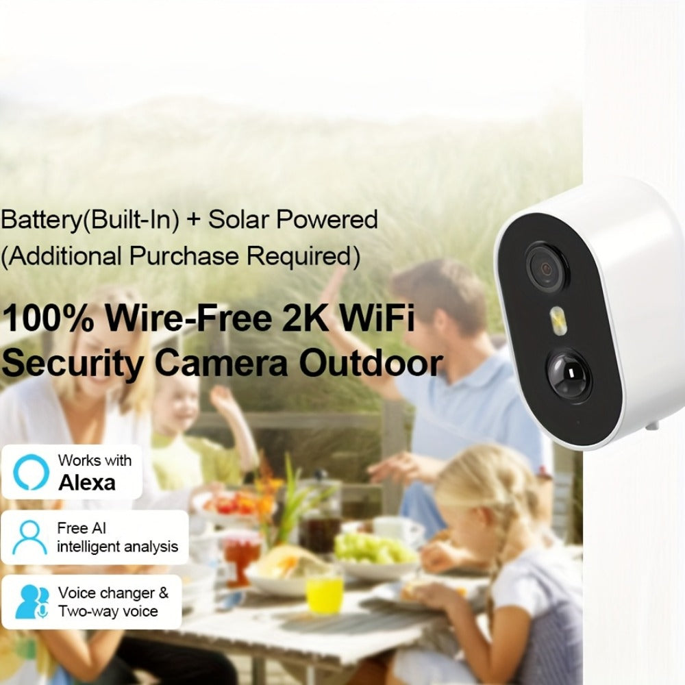 3MP Driveway Outdoor Security Camera with PIR Human Detection – AI Motion Alert, Full Color Night Vision, Two-Way Audio, Siren Alarm, 5000mAh Battery, Alexa Compatible