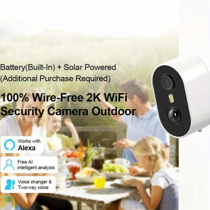 3MP Driveway Outdoor Security Camera with PIR Human Detection – AI Motion Alert, Full Color Night Vision, Two-Way Audio, Siren Alarm, 5000mAh Battery, Alexa Compatible
