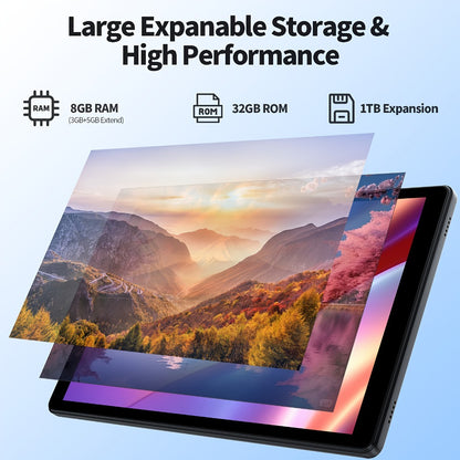 2-in-1 Tablet 10.1 Inch Android 15 8GB RAM 32GB ROM 1TB Expandable 6000mAh Battery WiFi Dual Camera with Optional Keyboard Mouse Protective Case & Stylus Pen – Gray