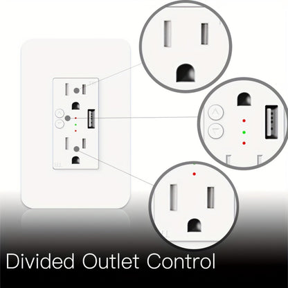 Smart WiFi Wall Outlet with 2 AC Outlets & USB Charging Port, Works with Alexa & Google Home, App Remote Control, No Hub Required, 15A 2.4GHz – MOES Intelligent In-Wall Smart Plug Socket