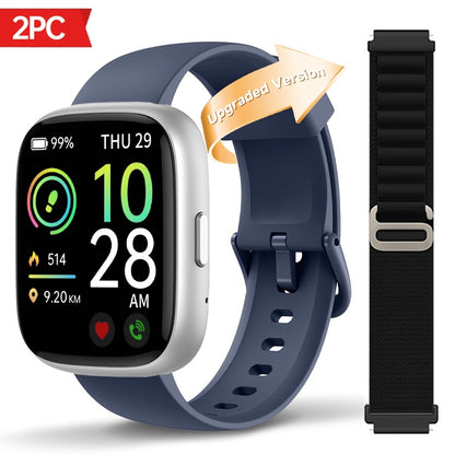 Alexa Built-in Waterproof Smartwatch 1.83" HD – Wireless Calling, 100+ Sport Modes, Heart Rate SpO2 Sleep Tracker, Optional Woven Strap – Unisex Black Green Purple Pink Gold White iPhone & Android