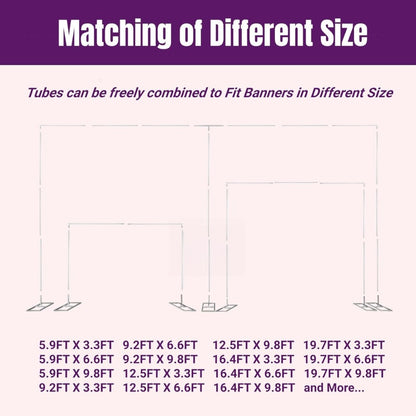 Backdrop Stand 10x20FT Wedding Arch Pipe Kit Square Metal Frame for Photography Party Baby Shower Birthday Stage Background Support Curtain Structure Freestanding Silver