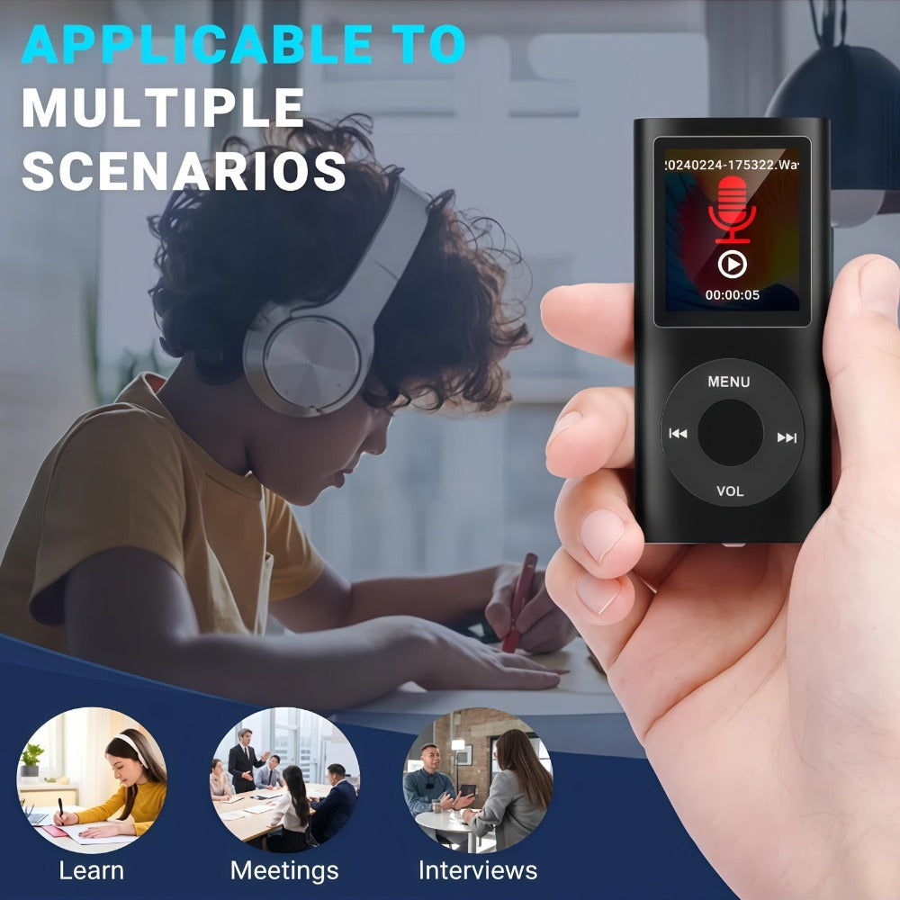 MP3 Player with 64GB Expandable Storage, 8-Hour Battery, Lossless FLAC HiFi Audio, Voice Recorder, E-Book Reader, Photo & Video Viewer, Aluminum Alloy Body, No Bluetooth, Wired Earphone Included