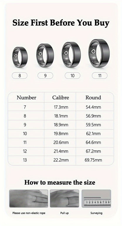 R18 Smart Ring Activity Tracker with 20+ Workout Modes – Sleep & Stress Monitor, Heart Rate, iPhone & Android Compatible, USB Charging, Silvery Black Golden (Size 7-13) Fitness Gift for Men Women