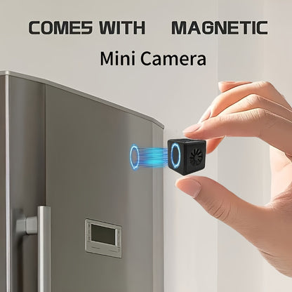2K Mini Magnetic Security Camera, Continuous Video Recording, Night Vision, 2.4G WiFi, USB & Battery Dual Power, SD Card & Cloud Storage – Compact Nanny Cam for Baby Pet Home Surveillance