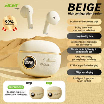 ACER TWS Wireless Earbuds with Deep Bass & Active Noise Cancellation, HIFI Sound, Touch Controls, Long-Lasting Comfort - Compatible with Phone, Tablet & Laptop for Running, Music & Business