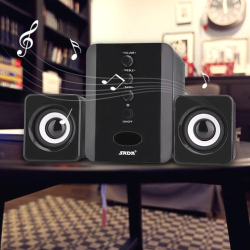 2.1 Mini Desktop Speaker System USB Powered with Independent Treble Bass Control, 3W Wired Subwoofer Speaker for PC Tablet Cellphone Laptop Home Office