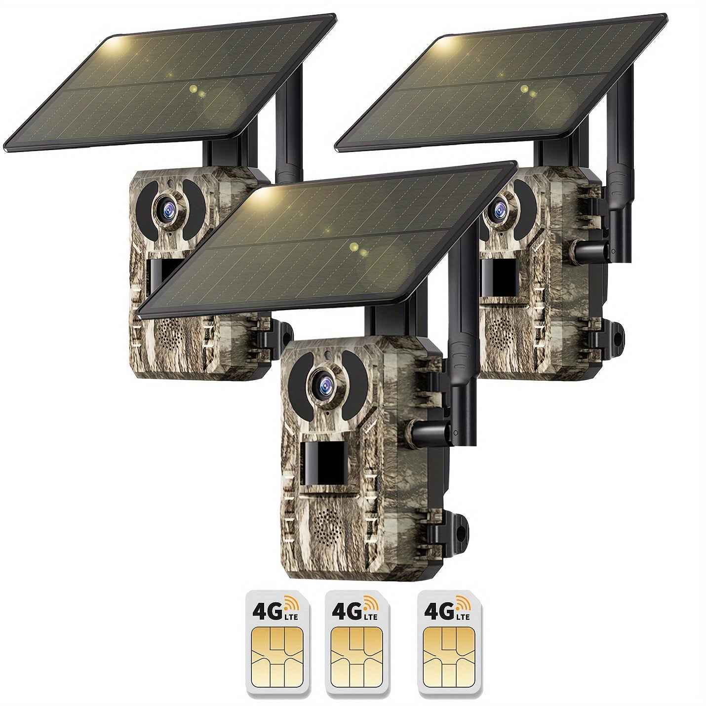 4G LTE Cellular Trail Camera Solar Powered with Night Vision & HD Live View – Built-in SIM Card, 0.2s Trigger Speed, IP65 Waterproof, No WiFi Needed, Hunting & Wildlife Camera