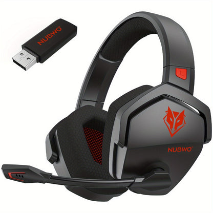 2.4GHz Wireless Gaming Earphones NUBWO G06, 7.1 Surround Sound, 23ms Ultra-Low Latency, 100H Battery, Dual Directional Mic, PC PS5 Console Mobile Compatible, Bluetooth & Wired Modes, Black