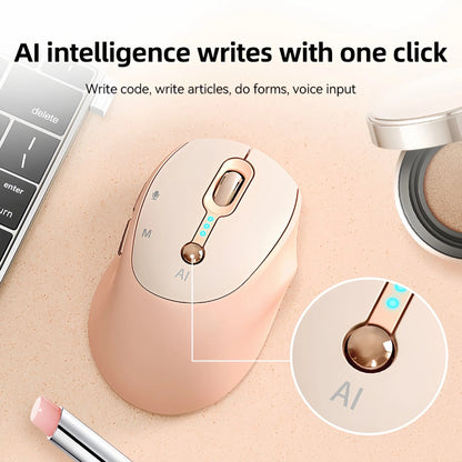 AI Smart Wireless Mouse with Voice-to-Text Real-Time Translation AI Writing PPT Creation Silent BT+2.4G Dual Mode Rechargeable Battery Display Portable for PC Laptop Tablet (T-WOLF)