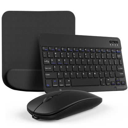 Wireless Keyboard and Mouse Combo with Mouse Pad – Silent 2.4G USB Ergonomic Full Size Keyboard Mouse Set for PC Laptop Mac Desktop | Blue White Pink Black | Home Office Work Setup