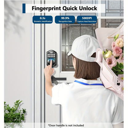 Tuya Smart Front Door Lock with Fingerprint & Keypad, Bluetooth App Control, Auto Lock, Vacation Mode & Hidden Key Backup – Digital Keyless Entry Electronic Lock for Home Apartment Office