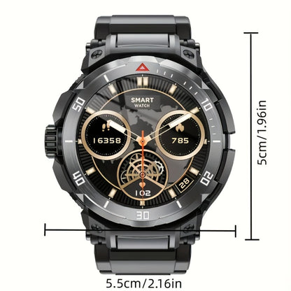 2-in-1 Smartwatch with Built-In Earphones 1.46 Inch IPS Touch Screen 100 Sport Modes Outdoor Fitness Tracker Heart Rate Blood Oxygen Sleep Monitor Weather Alarm Remote Control iPhone Android Compatible Extra Strap Included