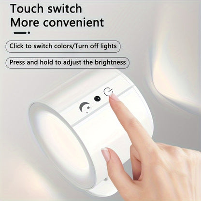 Rechargeable Magnetic LED Wall Sconce 360° Rotatable – Touch & Remote Control 3 Color Temps Dimmable USB-C Wireless Wall Light for Bedroom Hallway Stairs Reading – 2 Pack Black/White