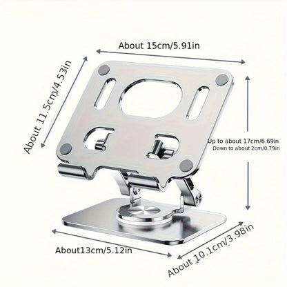 360 Rotating Tablet Stand for iPad, Foldable Adjustable Iron Flat Stand for Desk Home Office, Compatible with iPad Pro Air Mini and Most Tablets, Silver and Black