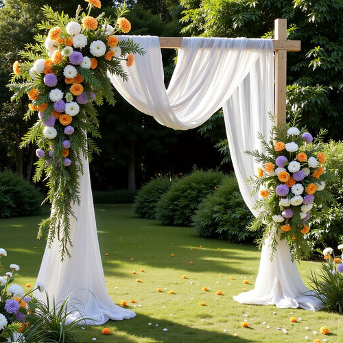 Sheer Yarn Drapery Curtain Party Backdrop 31.5" x 315" – Encrypted Gauze Flutter Streamer for Gender Reveal, Wedding, Birthday, Bridal Shower, Indoor & Outdoor Background Decoration | Reusable & Easy Hang
