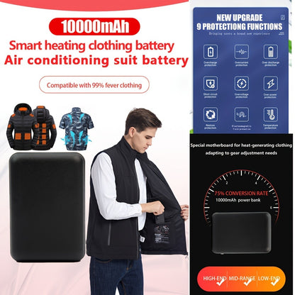 Dual USB Output Power Bank 10000mAh 5V 3A Polymer Lithium Rechargeable Battery Pack for Heated Clothing Heated Jacket Vest Hoodie Pants USB-C Micro Input LED Indicator Compact Portable Charger
