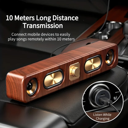 Retro Wood Grain Bluetooth Speaker Dual 2-Inch Woofers 10W Wireless Desktop Soundbar TF AUX USB Hands-Free Calling 2400mAh for PC Laptop Tablet Smartphone