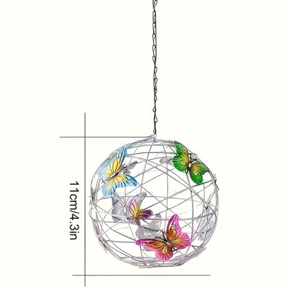 Solar Butterfly Lantern Outdoor Metal Iron Hanging Solar Light – Waterproof, Auto On at Dusk, White & Color Light | Garden, Porch, Patio & Tree Decor | Unique Garden Gift