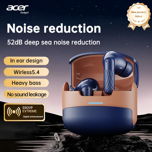 ANC Wireless Earbuds Acer Official TWS In-Ear Active Noise Cancellation Spatial Audio Low Latency Gaming Mode HD Calls Long Battery Life Sports Driving Earphones Navy Blue White