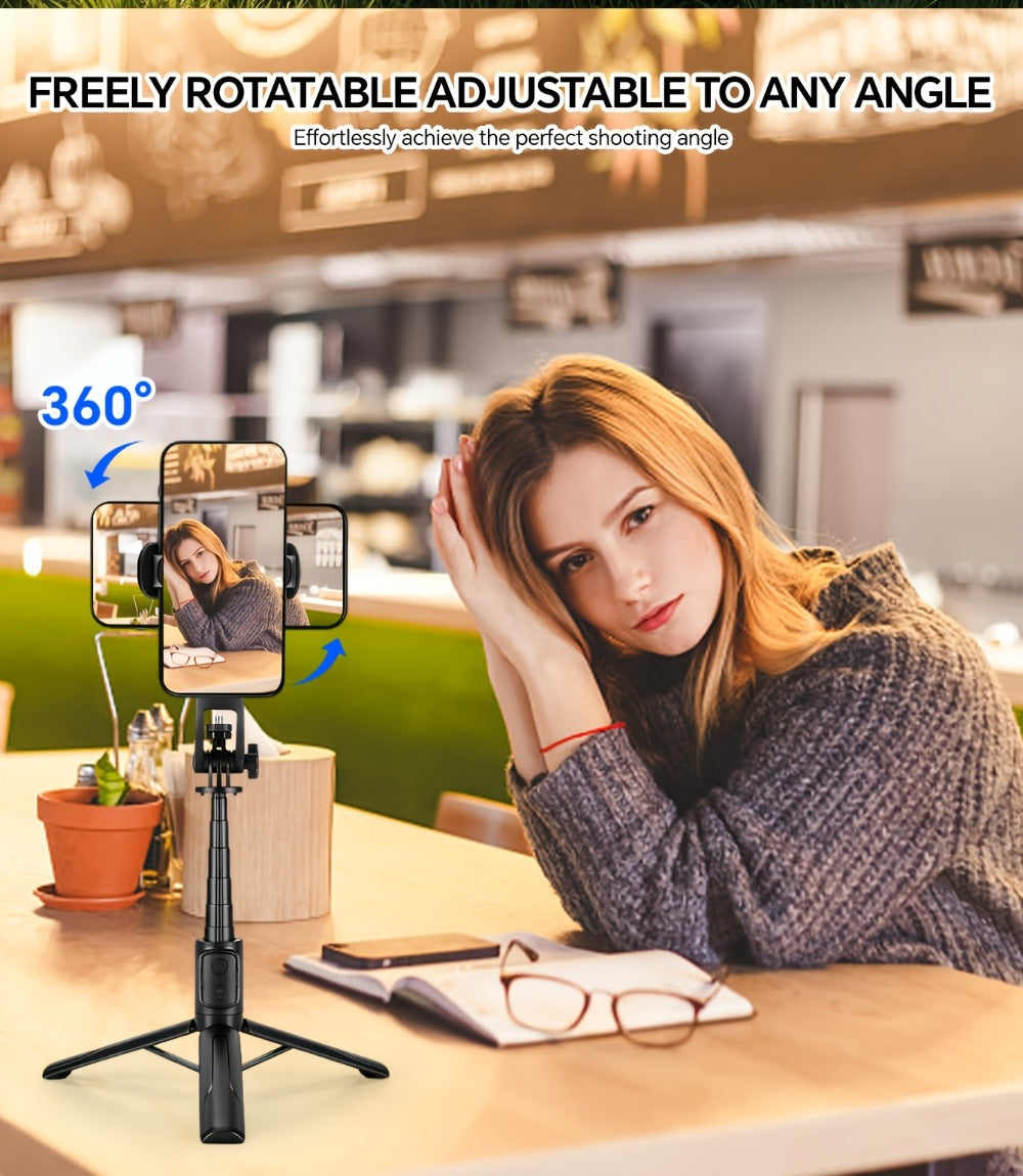 40 Inch Bluetooth Selfie Stick Tripod with Wireless Remote & 360° Rotation – 2-in-1 Extendable Phone Stand Compatible with iPhone 16 15 14 13 12 11 Android Smartphones for Vlog Travel Photography