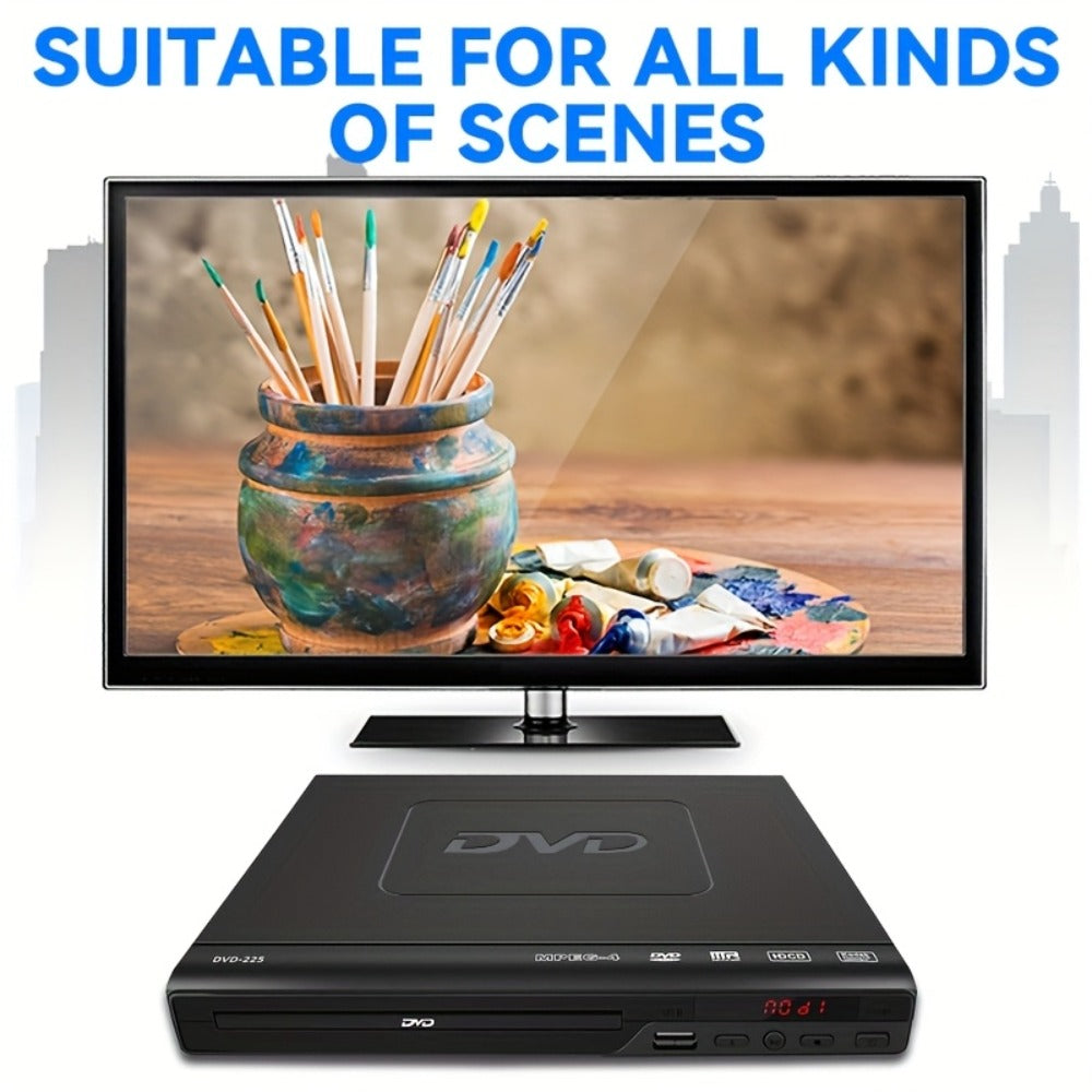 1080P Full Region DVD Player for Elderly, HD AV Output USB Direct Read Smart Error Correction, Easy Home DVD Player with Remote Control, Supports DVD CD VCD SVCD & USB Flash Drive