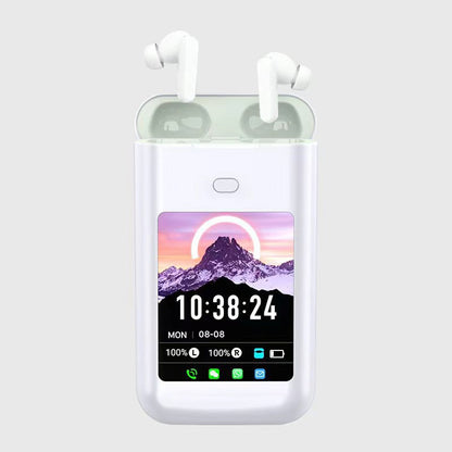 5000mAh Battery Wireless Earphones 3-in-1 HiFi Stereo LED Touch Screen Multiple EQ Modes Rechargeable Multimedia Earbuds for Travel Outdoor Work Black White