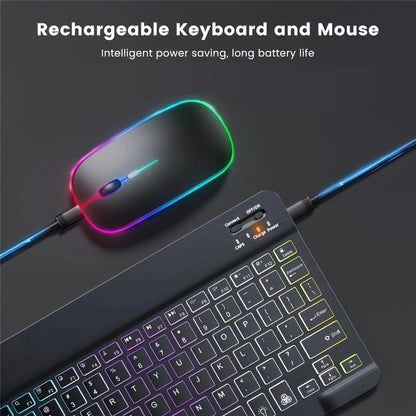 Wireless Keyboard and Mouse Combo Ultra-Thin Backlit Rechargeable Type-C Silent Keys Optical Mouse Portable for PC Laptop Tablet iPad QWERTY Layout Breathing Light Effect