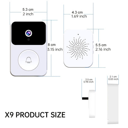 PIR Motion Video Doorbell Camera WiFi HD Night Vision with Two-Way Audio, Cloud & SD Card Storage, 2.4G App Control, Smart Wireless Doorbell for Home Security Intercom Apartment Front Door