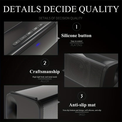 13-Inch Wireless TV Soundbar Speaker with Surround Sound, Bluetooth TWS Stereo Pairing, TF AUX FM USB Inputs, Easy Setup for Smart TV, PC, Projector – Home Theater Sound Bar for Movies, Gaming & Holiday Entertaining