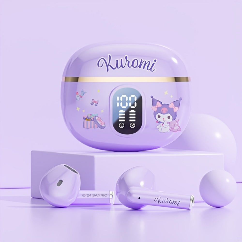 Sanrio Hello Kitty Kuromi Cinnamoroll Bluetooth Earbuds Cute Wireless Earphones 3 Styles Power Display Gaming Earbuds Easy to Carry for Daily Exercise Study Outdoor Holiday Birthday Gift