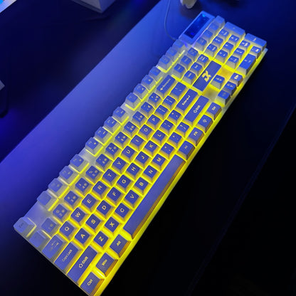 Floating Keycap Keyboard and Mouse Set Wired RGB Backlit – Mechanical Touch Keys, Multiple Lighting Effects, Volume Roller, Ergonomic USB Gaming Combo for PC, Desktop, Laptop & Mac | White Upgraded Version