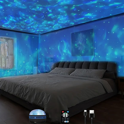 Multicolor LED Water Ripple Night Light USB Plug-and-Play with Remote Control – Color Changing Ambient Projection Lamp for Living Room, Bedroom, Holiday Party & Home Decor