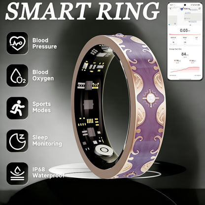 Smart Ring for Women Health & Sleep Tracker No Subscription – 24/7 Heart Rate Stress Fitness Monitoring, Gesture Photo Control, Strava Sync, iPhone & Android Compatible, Navy Blue & Sunset Purple US Size 7 9 10