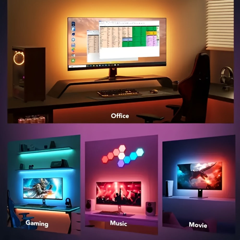 TV Backlight LED Strip Lights RGB 12.5ft - USB Powered Bias Lighting for 35-80 Inch TVs, Adjustable Color & Brightness with Remote Control, Gaming Home Theater Movie Room Ambient Light
