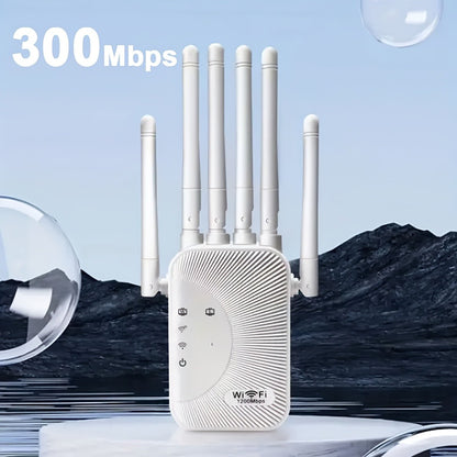 Ourlife WiFi Extender 11000 Sq Ft 6-Antenna 360° - 2.4GHz Signal Enhancer with Ethernet Port, Plug and Play, for Home Shopping Mall Coffee Shop Hotel Large Area Coverage