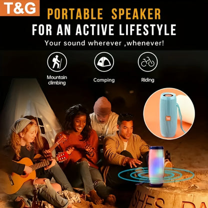 TG157 10W Dual Bluetooth 5.0 Speaker with LED Flash Lights, 5.1 Surround Sound, TF Card AUX USB FM Radio, 1200mAh Rechargeable Compact Wireless Speaker for Outdoor Camping Travel & Home Use