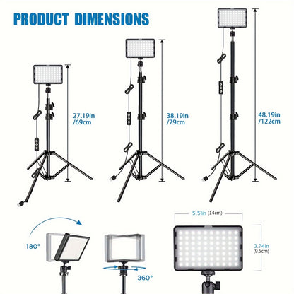 LED Video Fill Light Panel Kit with Tripod Stand & RGB Filters | Dimmable 5600K Studio Light for Vlogging, Photography, Video Streaming & Tabletop Shooting | 2 or 3 Pack