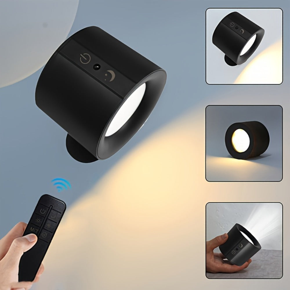 Rechargeable Magnetic LED Wall Sconce 360° Rotatable – Touch & Remote Control 3 Color Temps Dimmable USB-C Wireless Wall Light for Bedroom Hallway Stairs Reading – 2 Pack Black/White