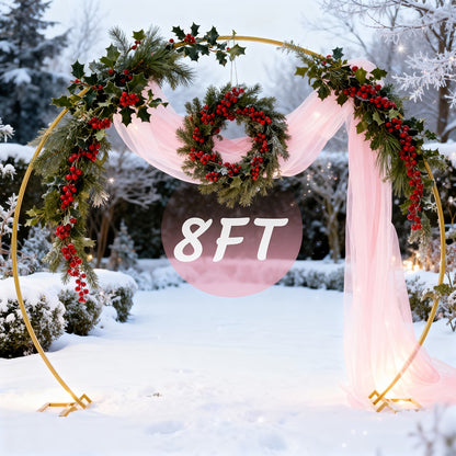 Balloon Arch Stand 8FT Round & Square Background Frame Reusable Event Decoration for Wedding Birthday Valentine's Day Party Christmas Garden Backdrop Photo Booth Decor
