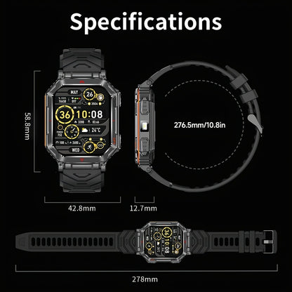 GPS Outdoor Smartwatch All-Metal Body, IPX8 Waterproof, Built-in GPS, Altimeter Barometer & Compass, LED Flashlight, Bluetooth Calling & Message Alerts, Silicone or Steel Strap – Rugged Adventure Watch for Men