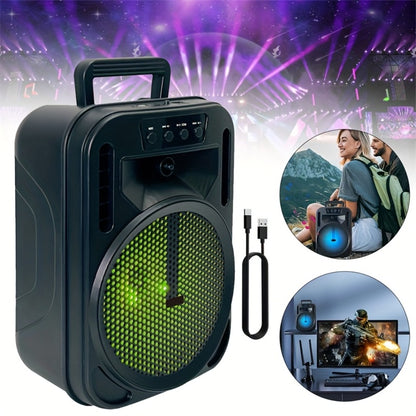 1100W Party Speaker with 7-Mode LED Lighting & Microphone – Portable Wireless Subwoofer, 8-Inch Bass Driver, Speaker Stand, 1800mAh Rechargeable Battery, TF USB AUX FM for Outdoor Parties & Karaoke