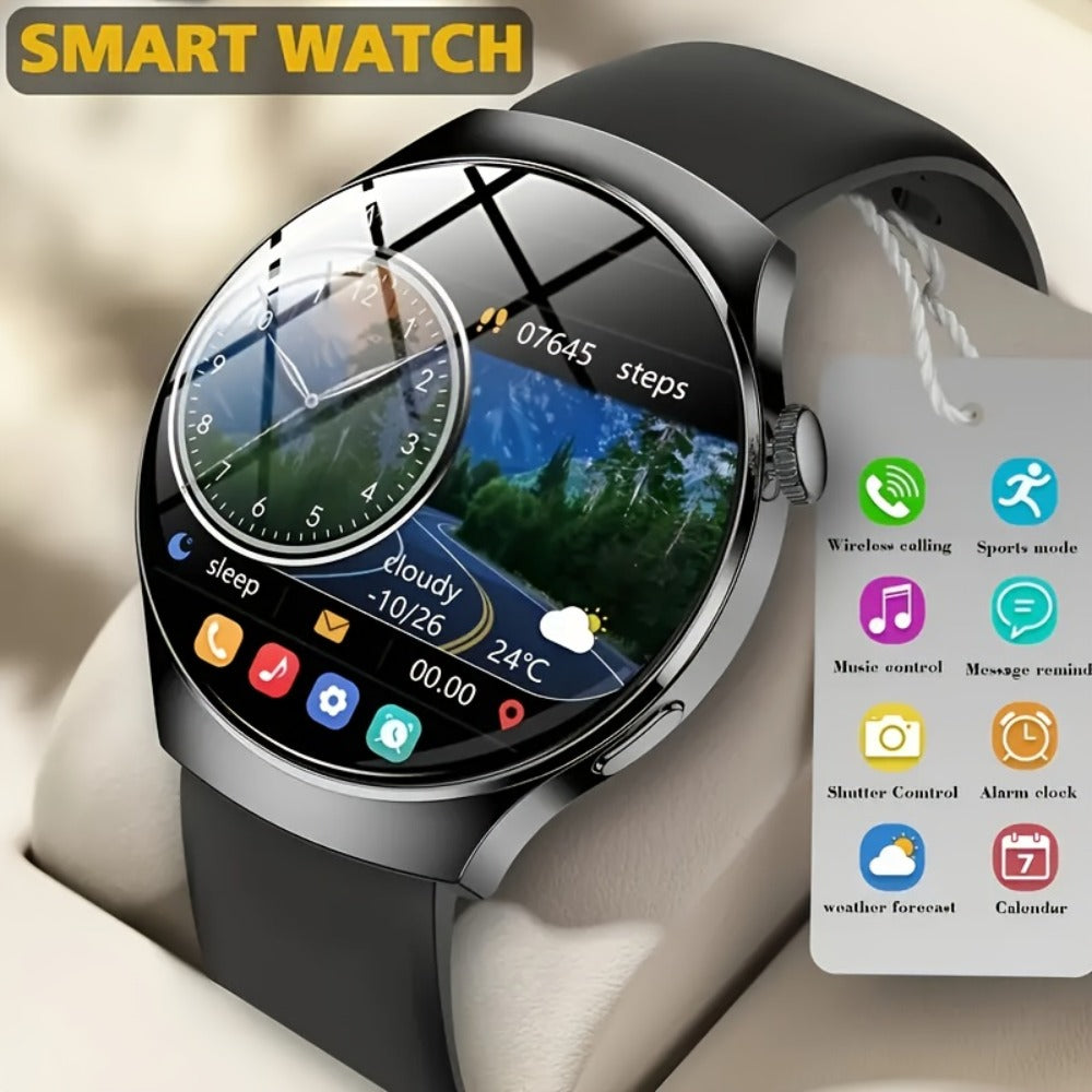 Alarm Smartwatch with Silicone Strap – Wireless Calling, Pedometer, Calorie Tracker, Music Playback, Remote Camera & Multi-Sport Modes – Unisex Men & Women Silver Black