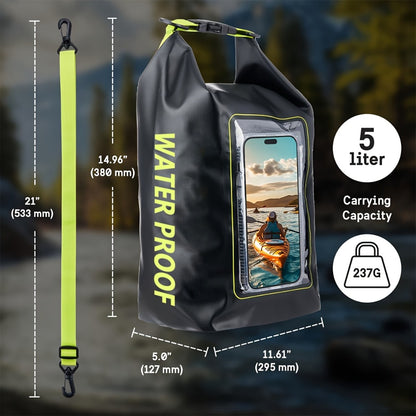 Waterproof Dry Bag Set 3-Piece Roll Top Backpack with Phone Pouch & Dry Sack - Kayaking Boating Camping Swimming Beach Fishing Rafting Travel Gear for Men Women, 1.32 Gal Lightweight PVC Water Sports Bag