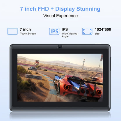 Android 14 Tablet 7 Inch, 32GB Storage 512GB Expandable, Quad-Core Processor IPS HD Touchscreen, Dual Camera 2.4GHz WiFi, Compact Lightweight Portable for Kids Students Seniors Home School Travel – White Pink Black