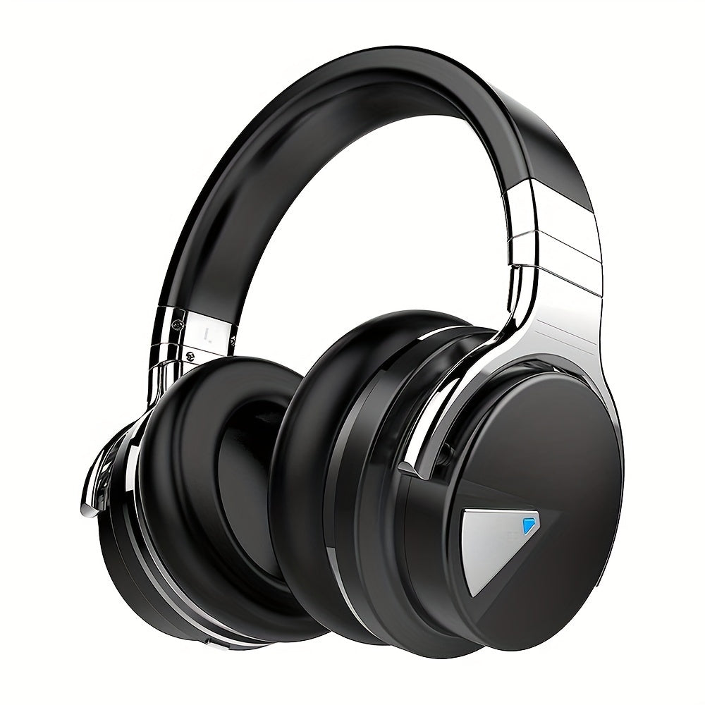 Active Noise Cancelling Over-Ear Headphones MIGHTY ROCK, Wireless Bluetooth 5.2 with 45mm Drivers Deep Bass, 30H Playtime Built-in Mic, Foldable Protein Earpads Headset for Travel Work Study Flight