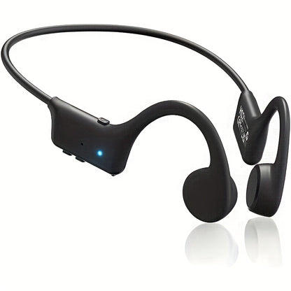 Open-Ear Bone Conduction Headphones 12H Playtime Wireless with Microphone Black Blue Sports Headset for Running Gym Workout Cycling Hiking Ambient Awareness Birthday Gift