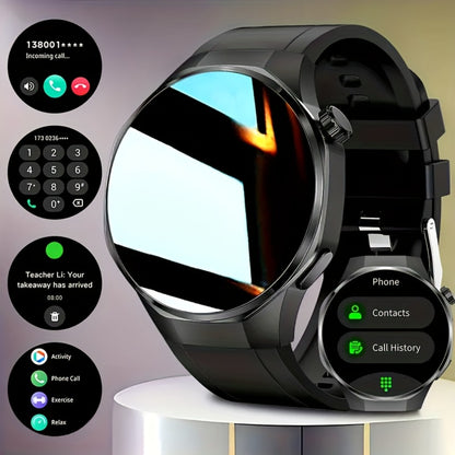 Hexagonal Bezel Smartwatch for Men HD TFT Display 150+ Sports Modes AI Voice Control 100+ Watch Faces Wireless Calling Weather Forecast Activity Tracker Compatible with Android iOS – Black Silver